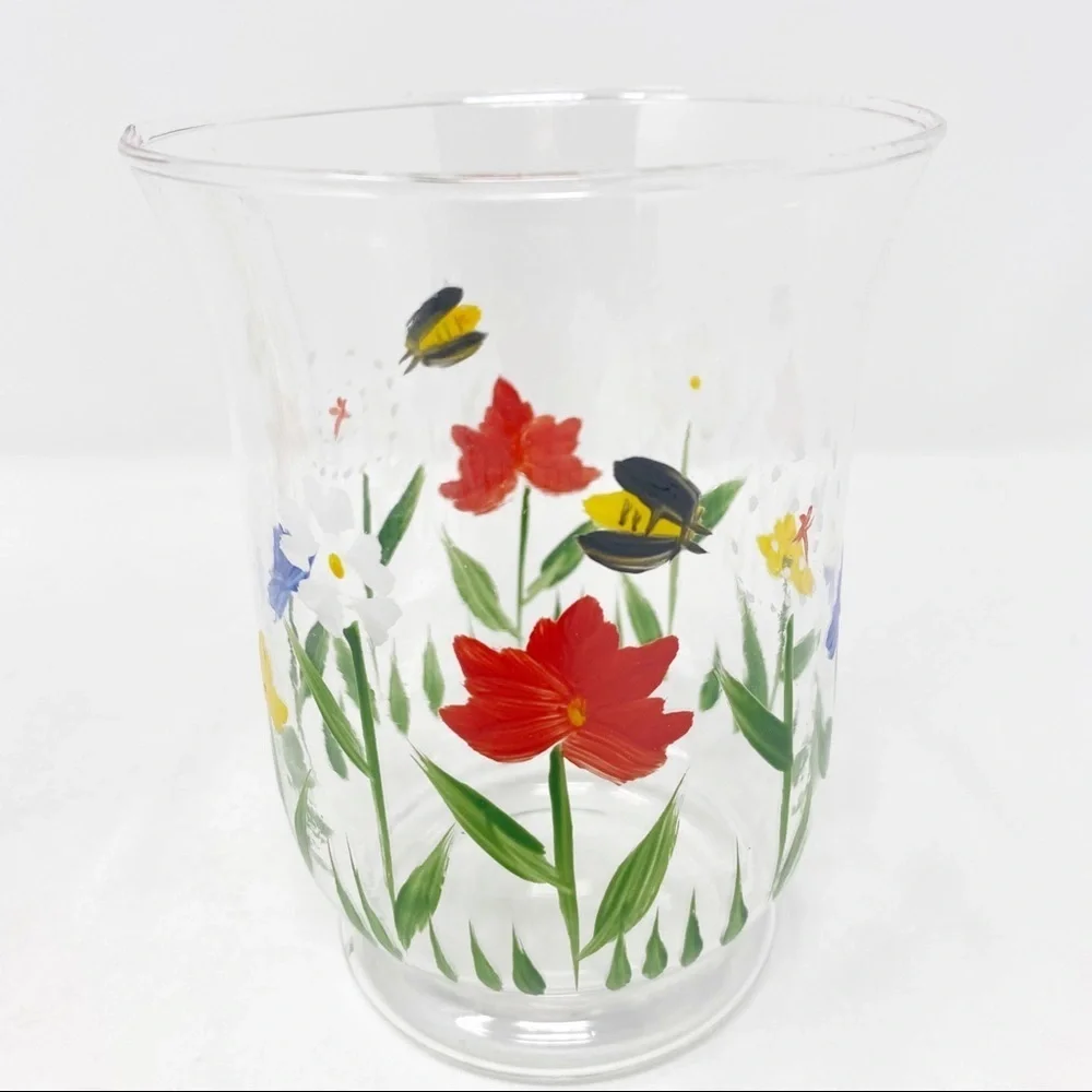 HALLMARK 3 Hand Painted Floral Candle Holders